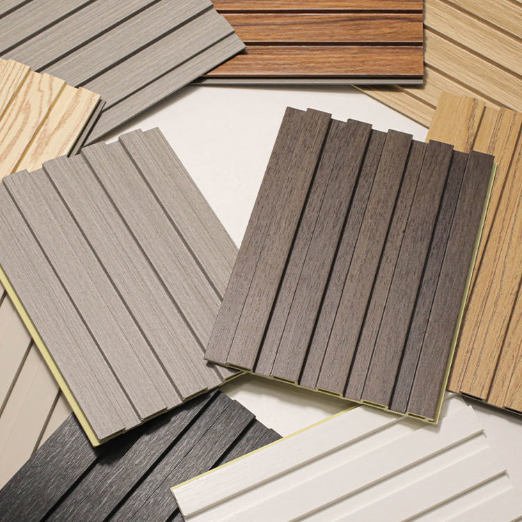 Внутренние декоративные стенные доски потолочная панель ПВХ покрытый бамбуковые волокна искусство лоувер фоновые панели WPC флейтированная плитка панель