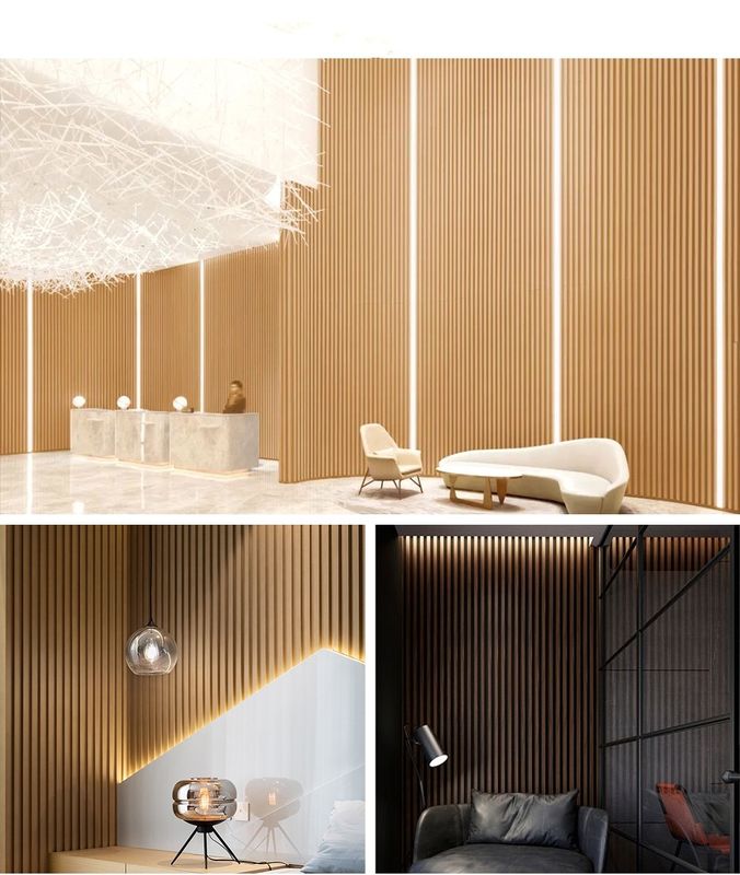 Внутренние декоративные стенные доски потолочная панель ПВХ покрытый бамбуковые волокна искусство лоувер фоновые панели WPC флейтированная плитка панель