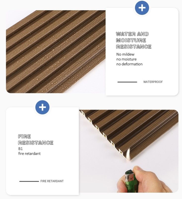 Декорация интерьера деревянный цвет энергоэффективный устойчивый к порывам WPC стенный панель 3D эффекты