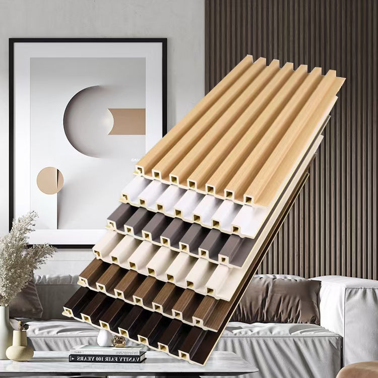 Стенные панели Wpc Внутреннее украшение Внутренние доски Деревянные пластмассовые композитные панели Wpc ПВК Стенные панели Wpc Флютовый стенный панель Черная канавка