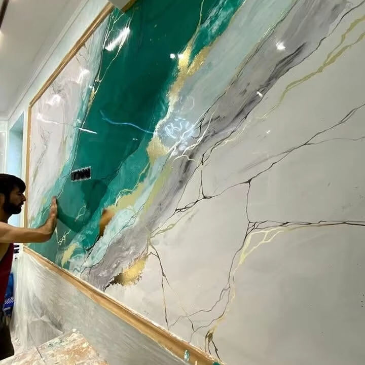 Романтический декоративный PVC мраморный лист Розовый цветок УФ мраморный стенный панель для декорации спальни