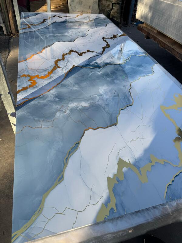 Фабричная прямая поставка 2,5 мм 2,8 мм Толщина 4 * 8 футов ПВХ мраморный лист УФ-карточка водонепроницаемая огнеупорная анти-ограбление