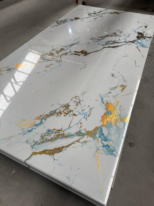 Фабричная прямая поставка 2,5 мм 2,8 мм Толщина 4 * 8 футов ПВХ мраморный лист УФ-карточка водонепроницаемая огнеупорная анти-ограбление